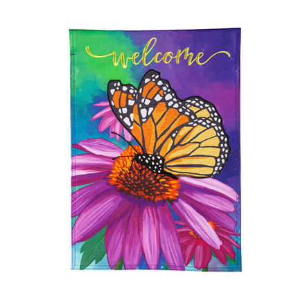 Cornflower & Butterfly Applique Garden Flag