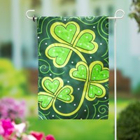 Lucky Clovers Applique Garden Flag