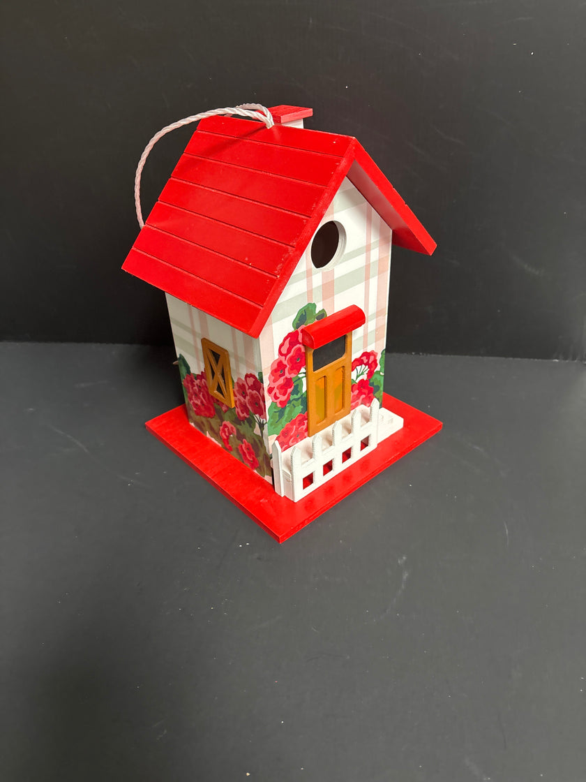 Distressed Floral Painted Bird House