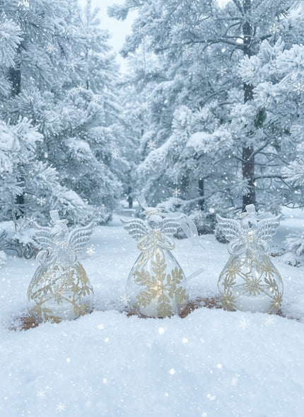 LED Glass and Gold Angel Ornament