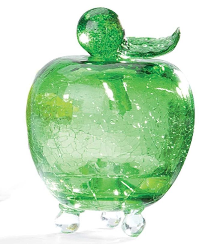 Green Apple Shaped Crackle Glass Fruit Fly Trap