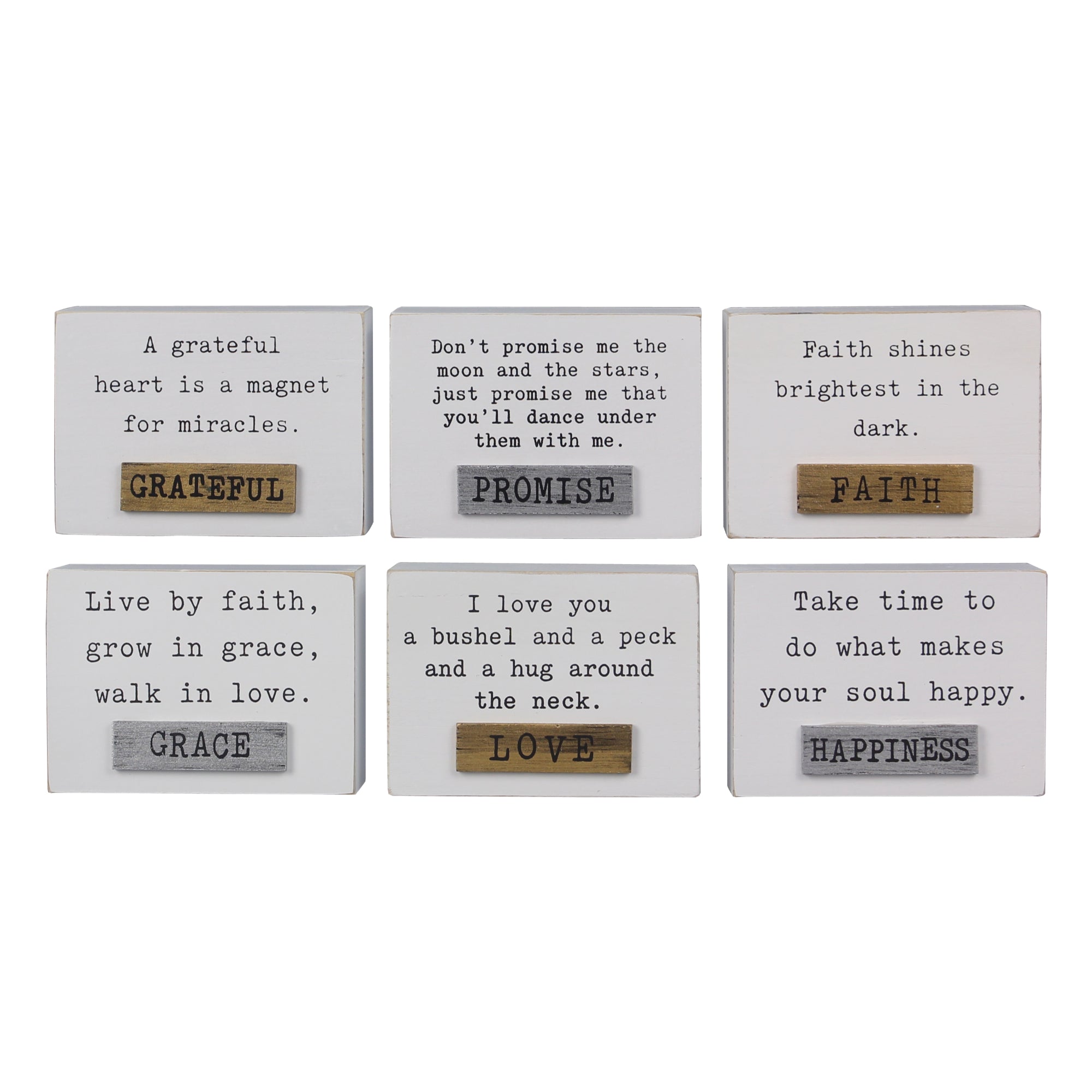 Wooded tabletop with inspirational sayings