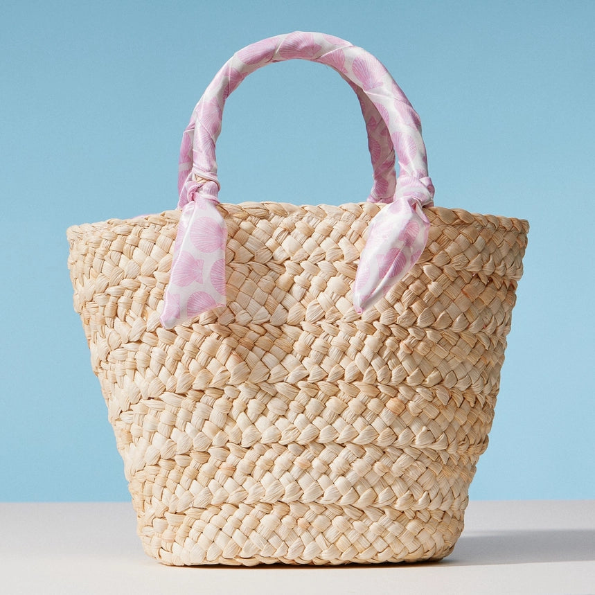 Raffia Bag with Scarf Handles