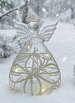 LED Gold Glitter Glass Angel ornament