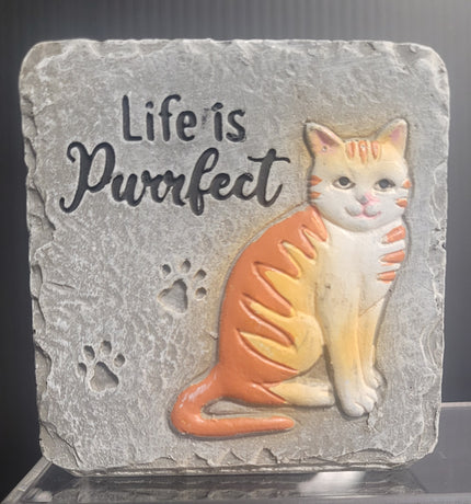 Bas Relief Block Talk- Life Is Purrfect