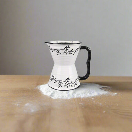 Ceramic Black and White Botanical Wet/Dry Measuring cup
