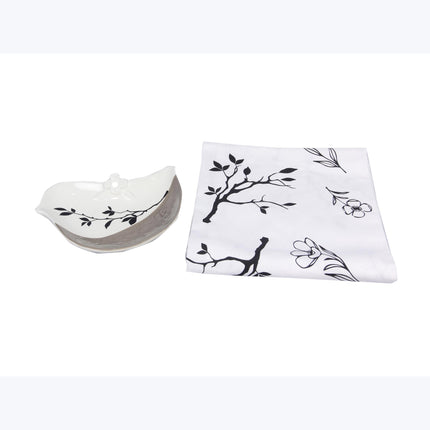 Bird soap dish and hand towel set
