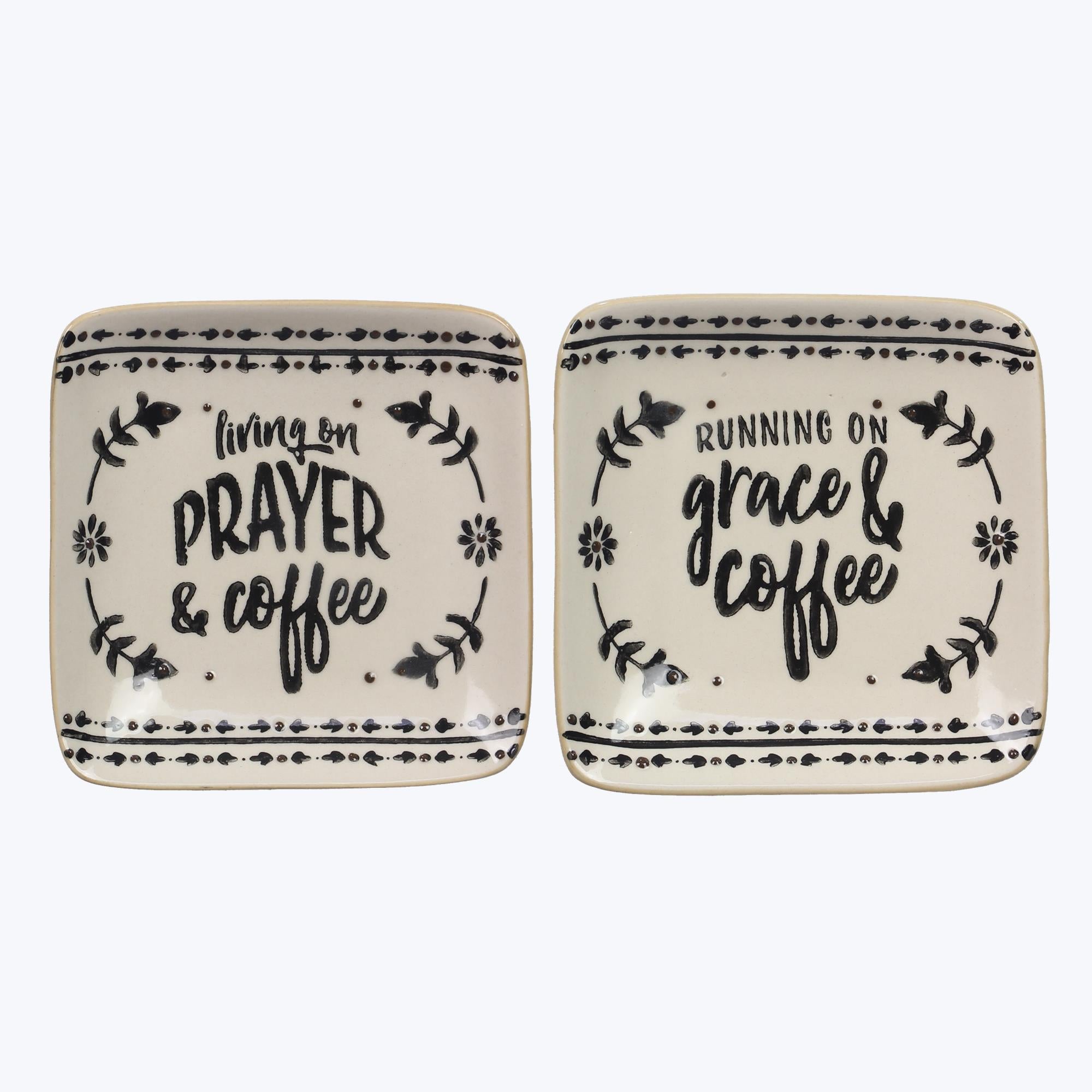 Ceramic trinket dish coffee/faith