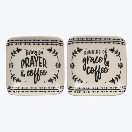 Ceramic trinket dish coffee/faith