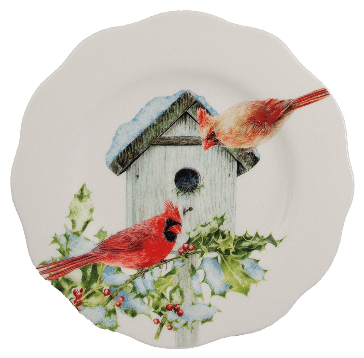 Birdhouse and Cardinal Appetizer Plate Set