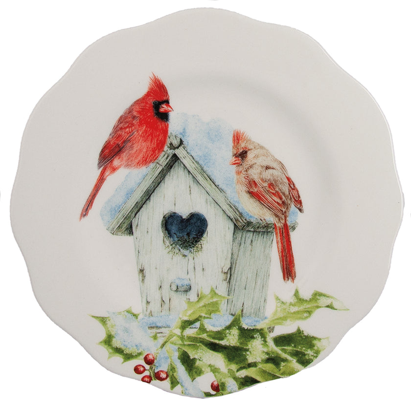 Birdhouse and Cardinal Appetizer Plate Set