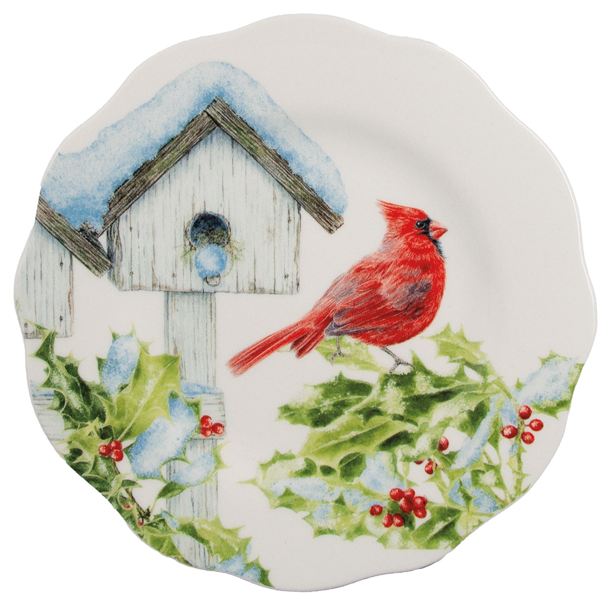 Birdhouse and Cardinal Appetizer Plate Set