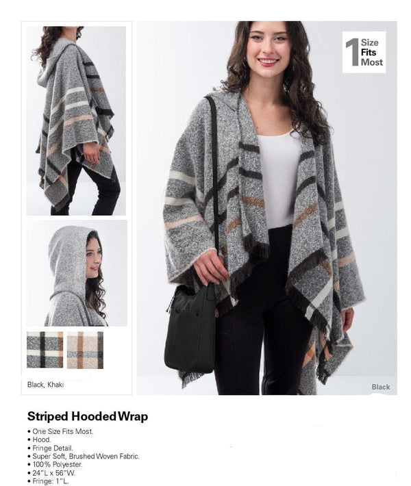 Striped Hooded Wrap