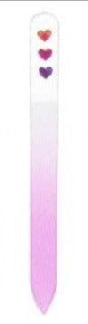 Glass Valentine's Nail File with 3 Rhinestone Hearts