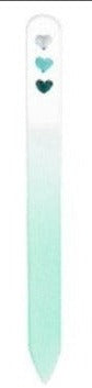 Glass Valentine's Nail File with 3 Rhinestone Hearts