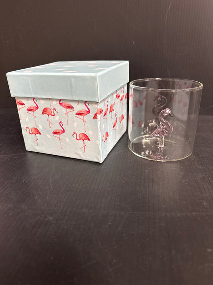 Stemless wine glass with Flamingo Figure