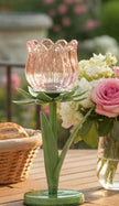 Glass and Metal Tulip Tealight Candle Holder