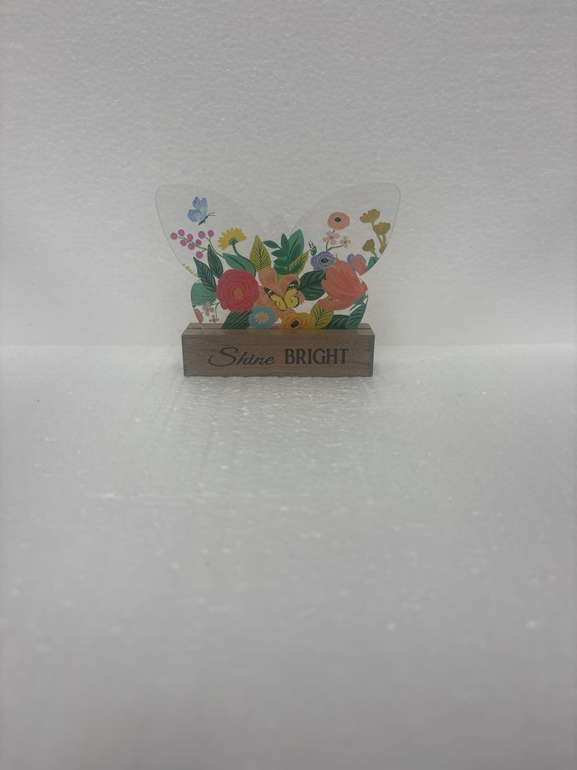 Glass Butterflies and wood talk blocks