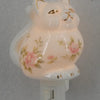 Porcelain Cat Night Light with Pink flowers