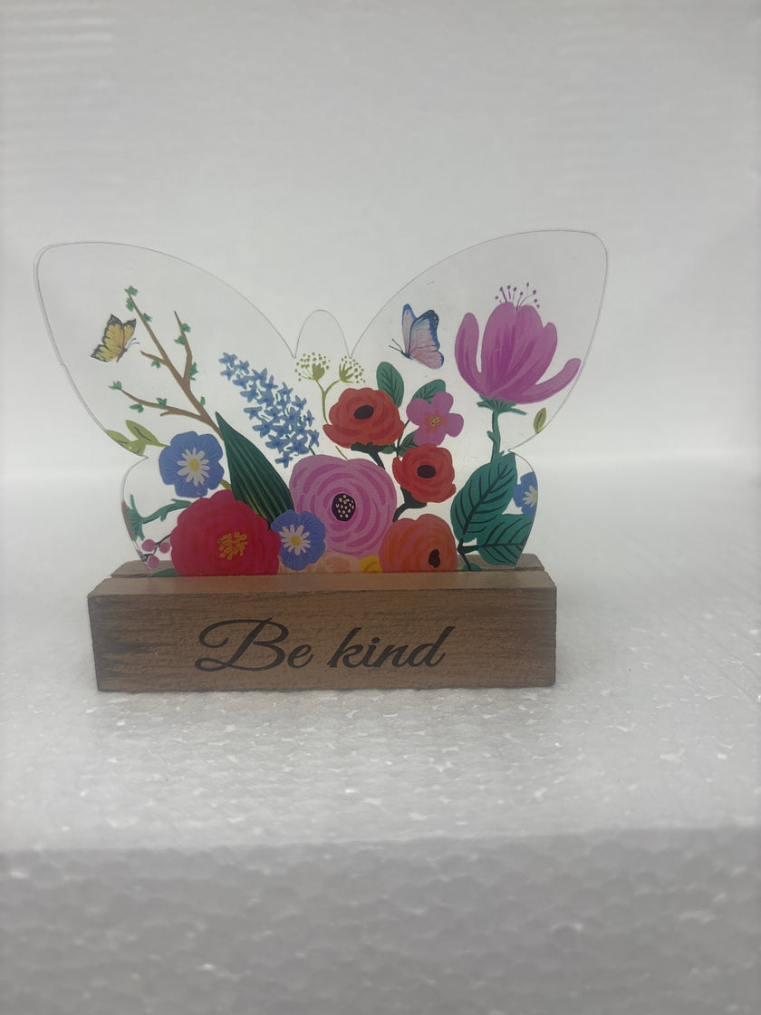Glass Butterflies and wood talk blocks
