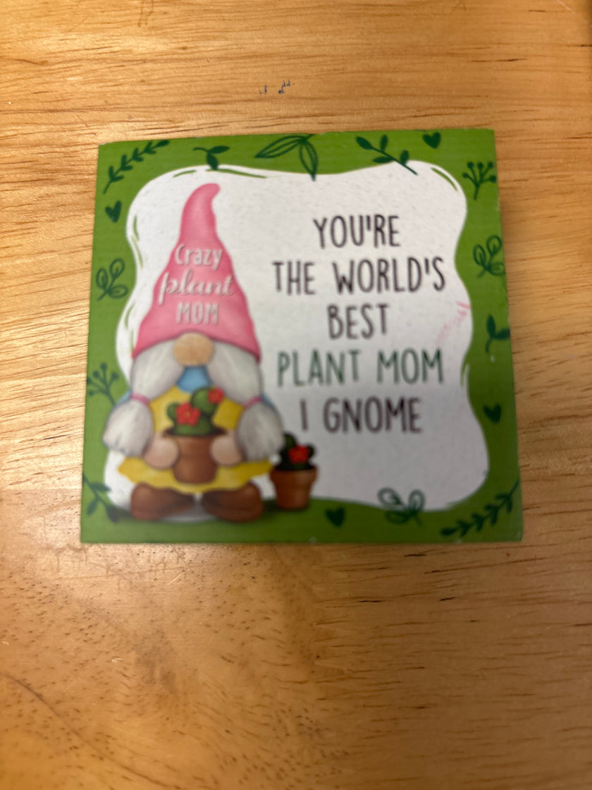 Gnome wooden Mom or Grandma block talk