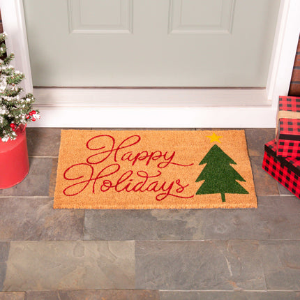 Happy Holidays Coir Mat
