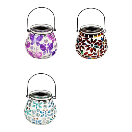 Garden Icons and Florals Mosaic Solar Lantern, 3 ASST, 12 PC CDU