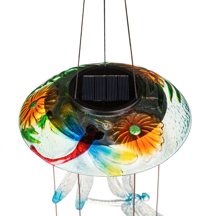 Dragonfly Hand Painted Color Changing Solar Mobile