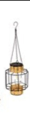 Metal & Rattan Hanging Solar Lantern