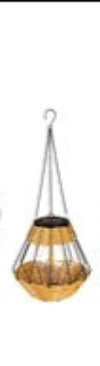 Metal & Rattan Hanging Solar Lantern