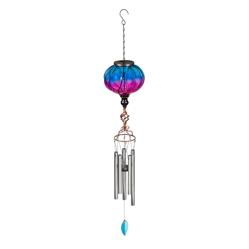 Twinkling Solar Hot Air Balloon Wind Chime, Purple & Blue