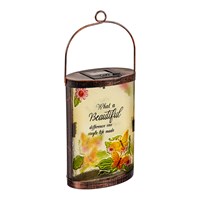 Memorial Outdoor Lamp & Lighting, Butterfly Hand Painted Solar Lantern