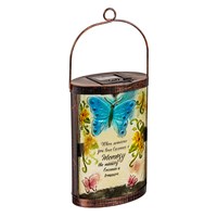 Memorial Outdoor Lamp & Lighting, Butterfly Hand Painted Solar Lantern