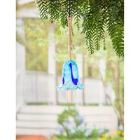 Art Glass Speckle Blue Floral Shaped Bell Chime