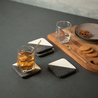 Two-Tone Square Marble Coasters - Set of 4