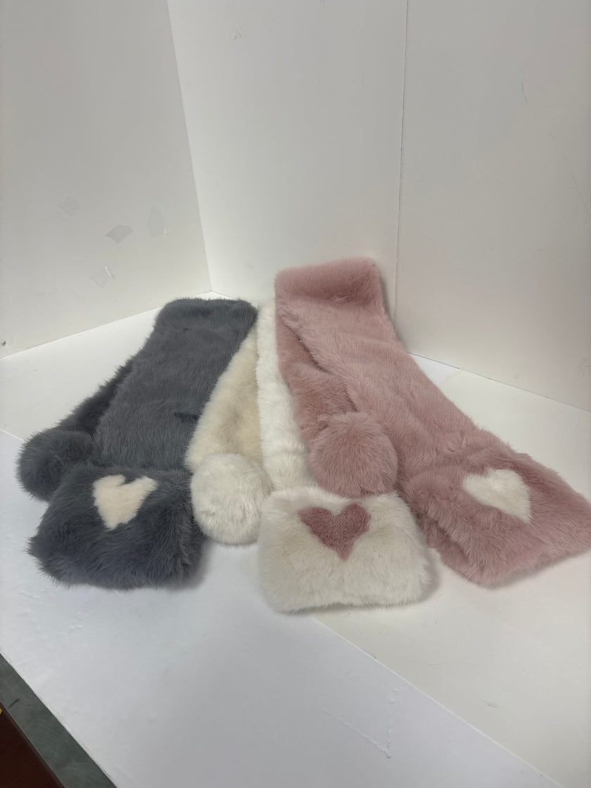Faux Fur Heart Scarf