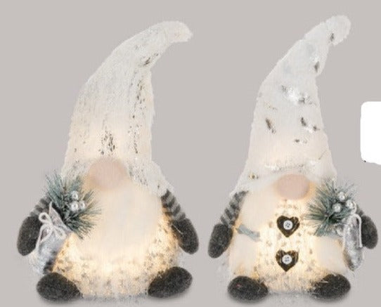 14" LED Siver Christmas Gnome