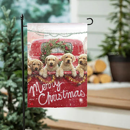 Christmas Lab Puppies garden flag