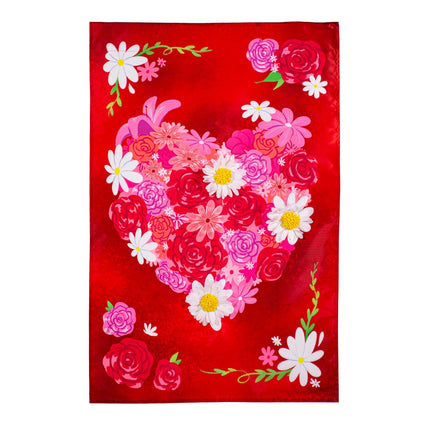 Heart A Flutter Floral Applique garden Flag
