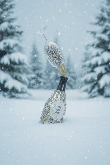 Champagne Bottle with Glass Ornament
