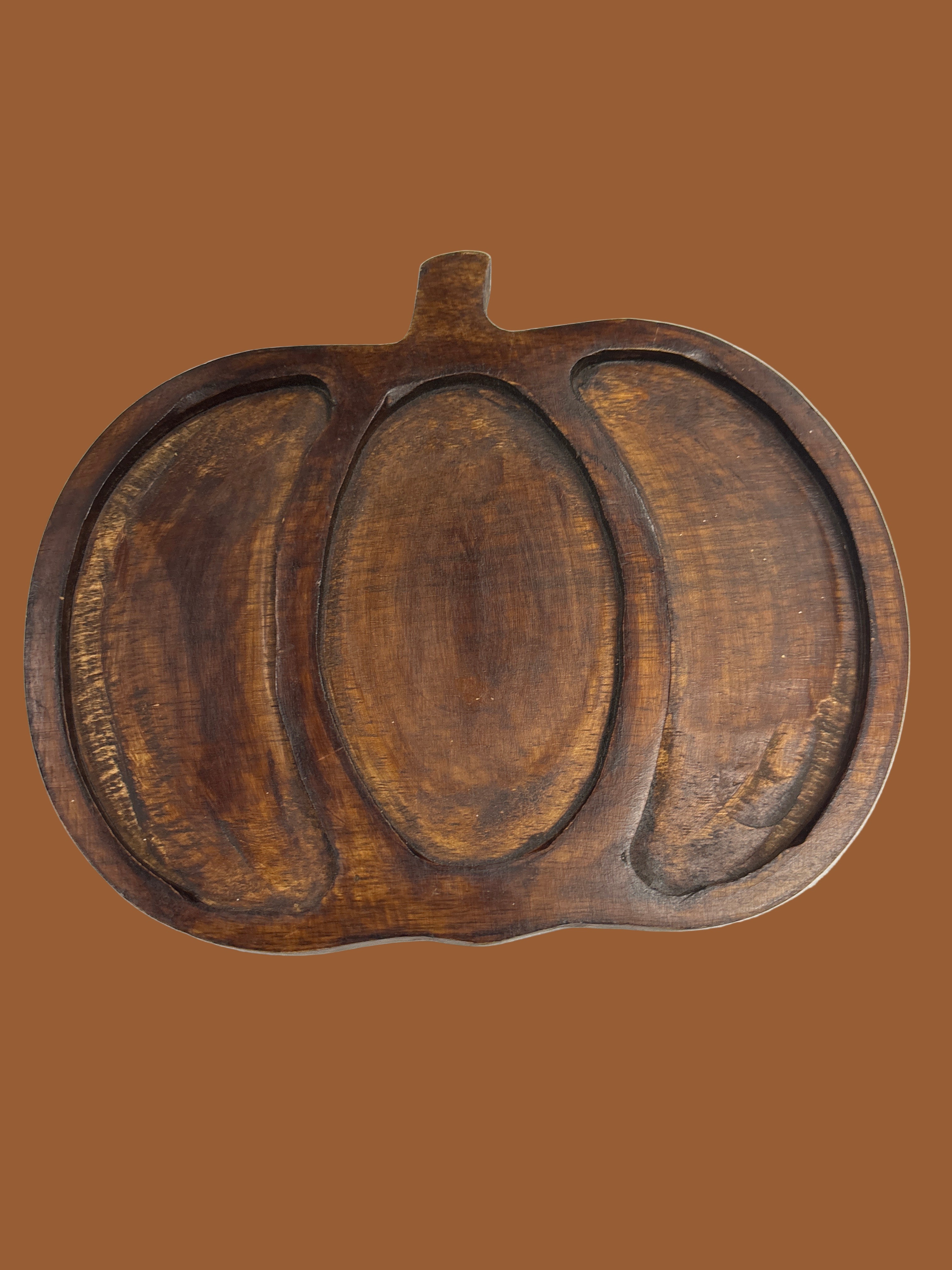 Wooden divided pumpkin dish