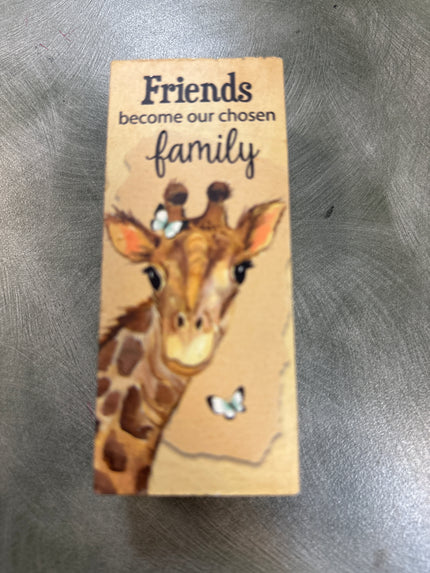 Giraffe Friends become Family wooden block