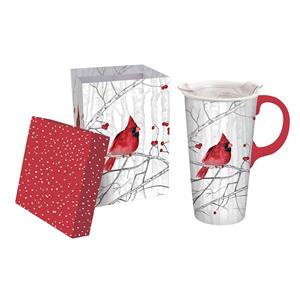 Christmas Ceramic Cardinal Travel Mug