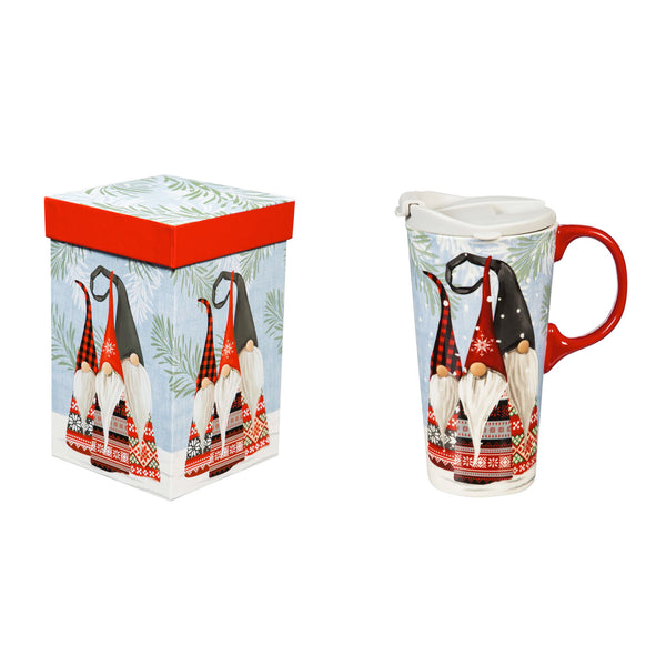 Winter Gnome Boxed 17 oz Ceramic Travel Mug