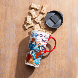 Liberty & Treats For All 17 OZ Ceramic Travel Cup, with Matching Gift Box
