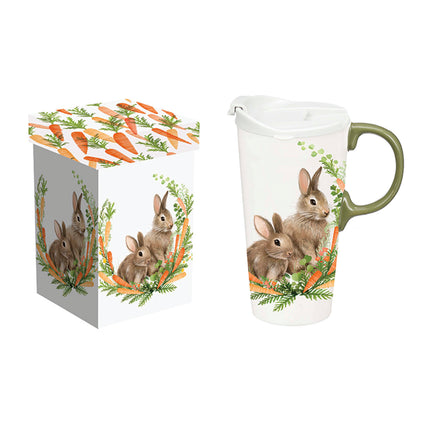 Bunny Rabbits Ceramic Perfect Travel Cup, 17 oz., w/ box