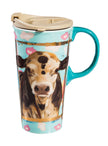 Myrtle The Cow Ceramic 17 oz Travel Cup w/Matching Gift Box
