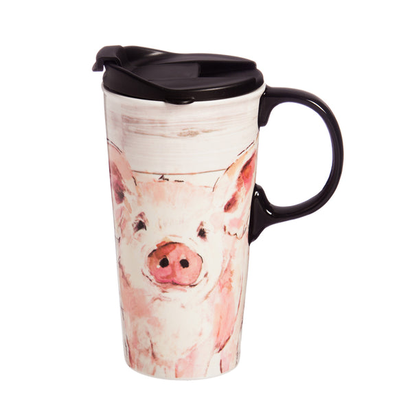 Pretty Pink Pig 17 oz Ceramic Perfect Cup w/Box