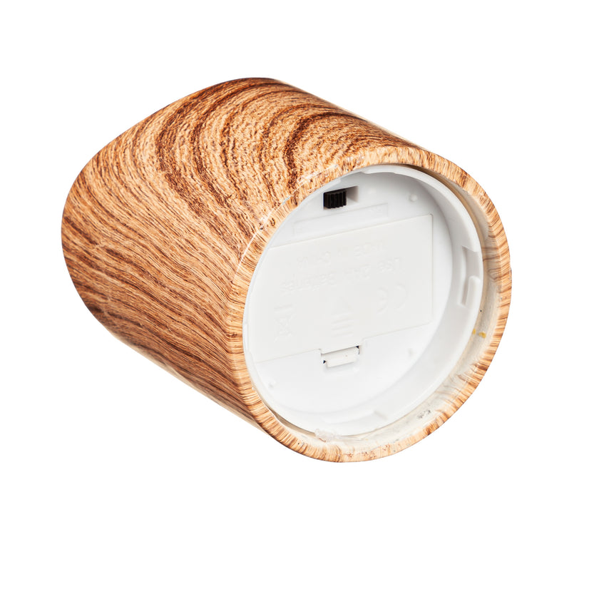 LED Round Cement Candle with Natural Wood Pattern, Set of 2
