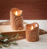 LED Round Cement Candle with Natural Wood Pattern, Set of 2